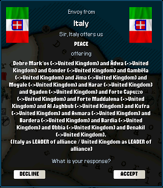 Italy peace offer